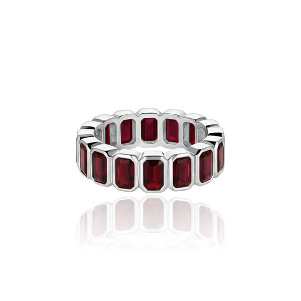Nexus Vertical Eternity Ring – Deep Red Garnet