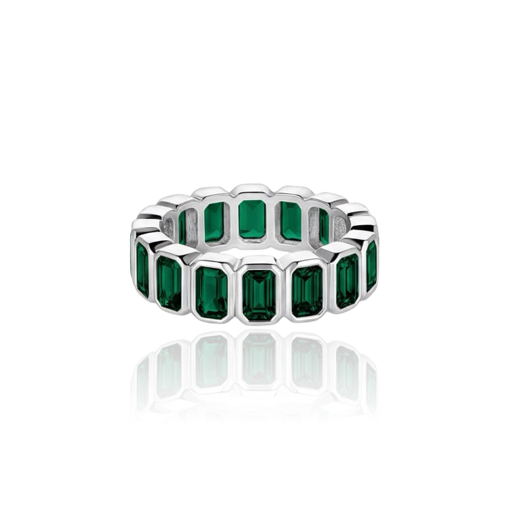 Nexus Vertical Eternity Ring – Zambian Green Emerald