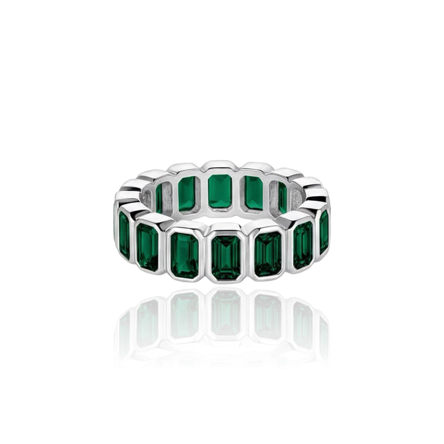 Nexus Vertical Eternity Ring – Zambian Green Emerald