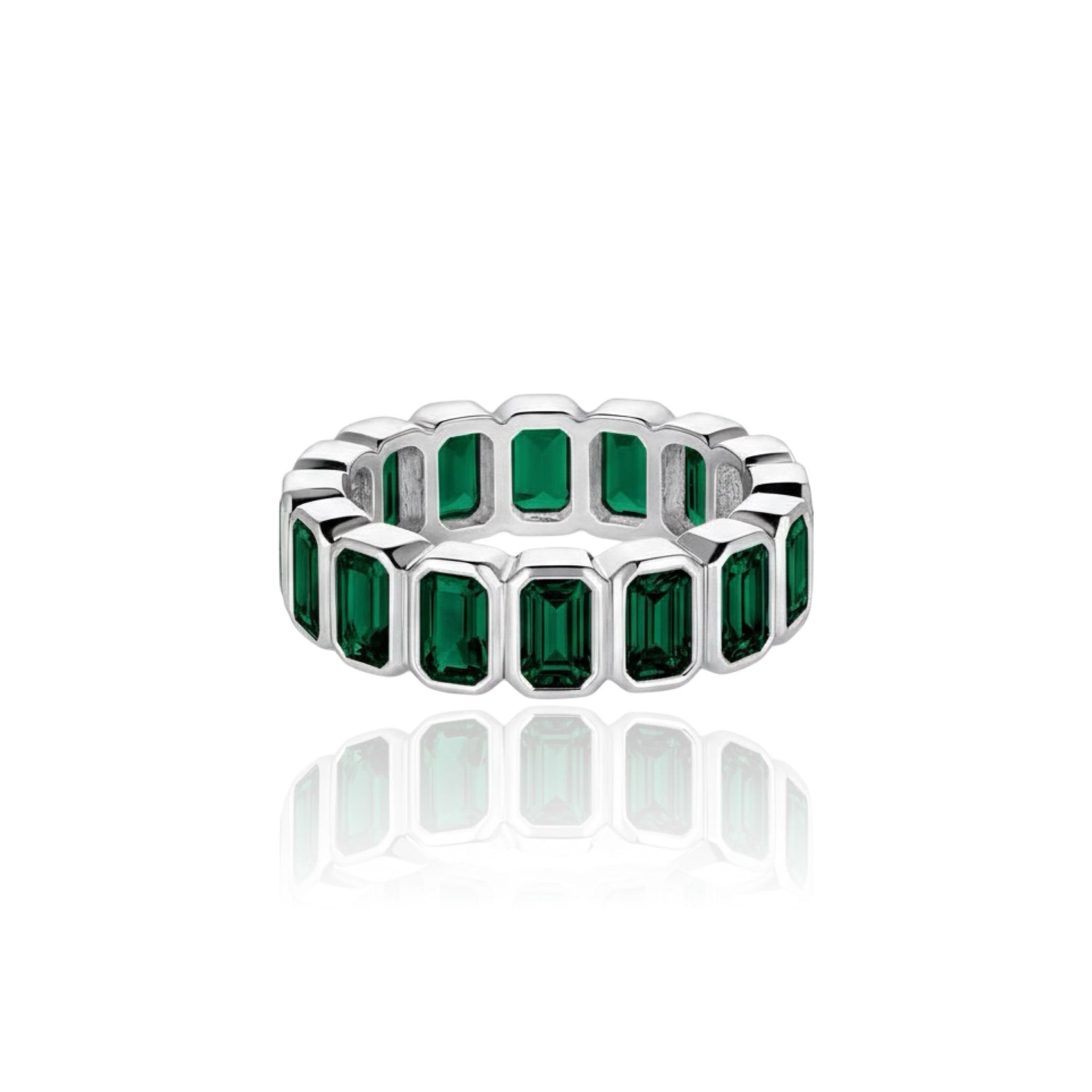Nexus Vertical Eternity Ring – Zambian Green Emerald