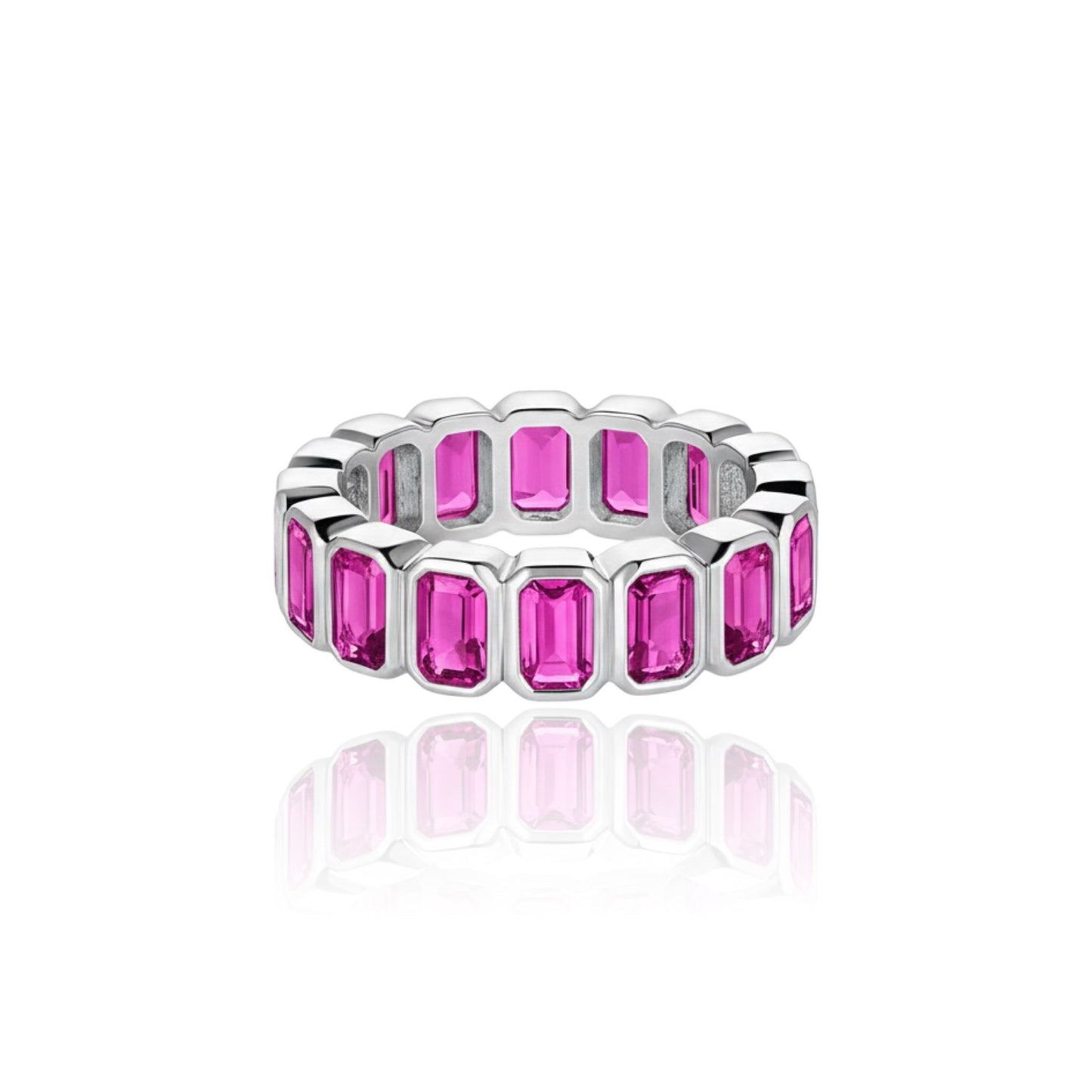 Nexus Vertical Eternity Ring – Vivid Pink Sapphire