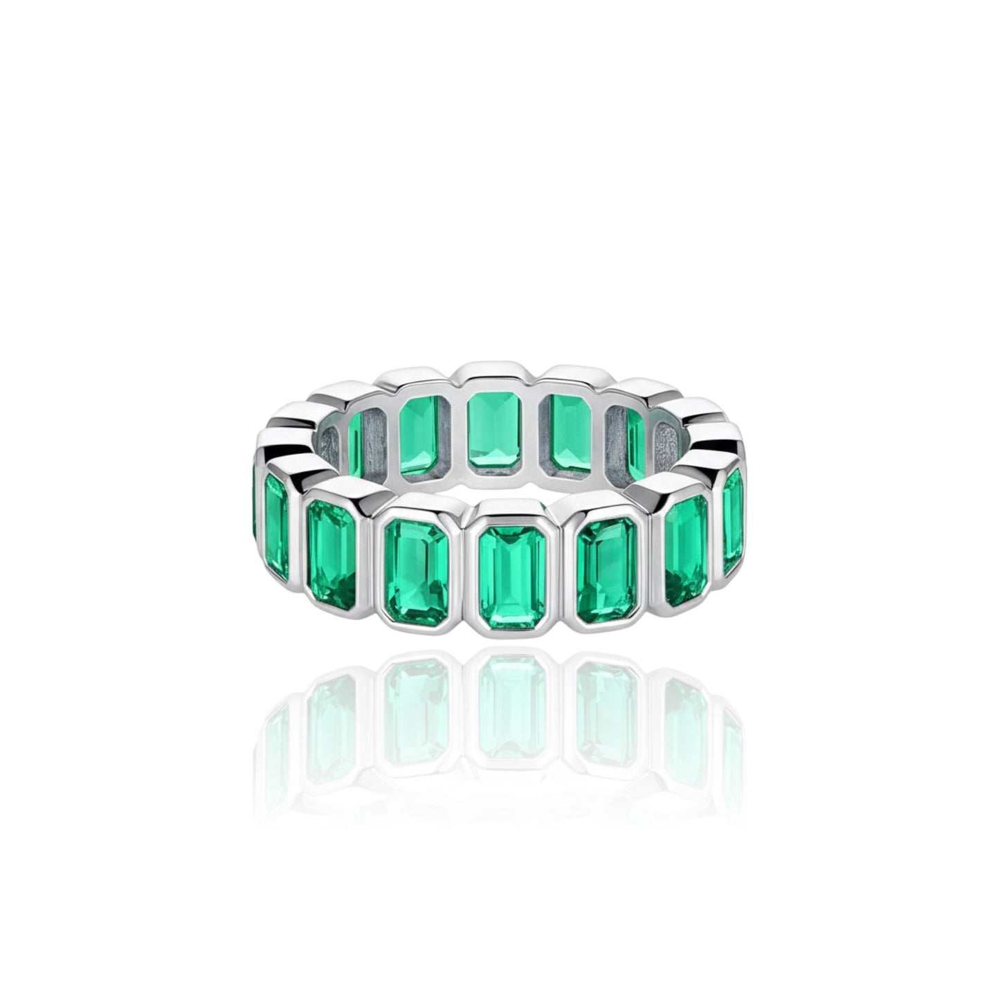 Nexus Vertical Eternity Ring – Colombian Green Emerald