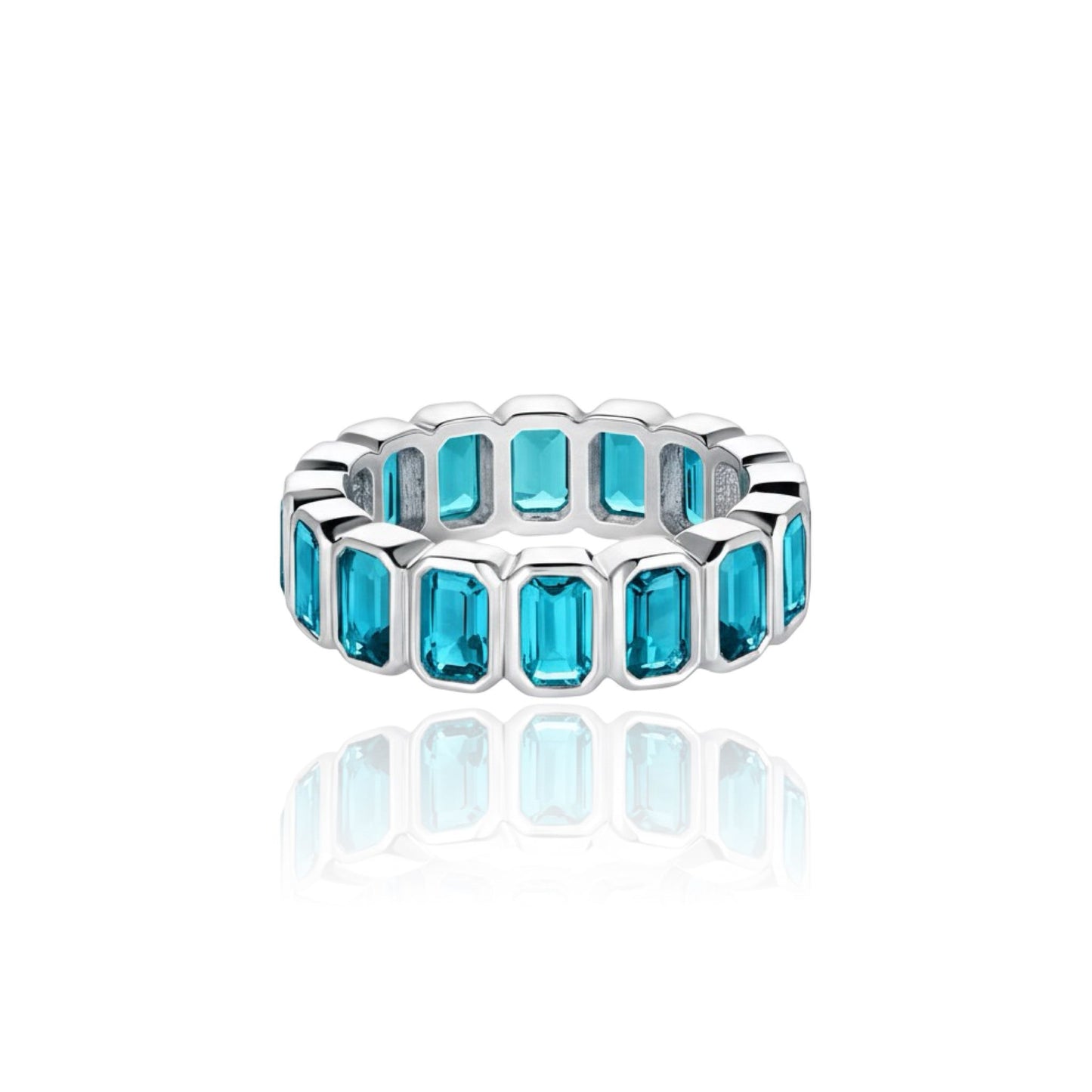 Nexus Vertical Eternity Ring – Teal Blue Spinel