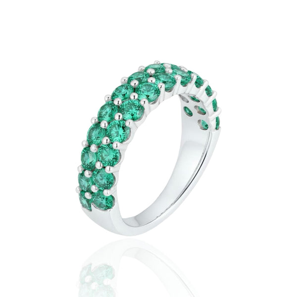 Linea Twin Ring – Colombian Green Emerald