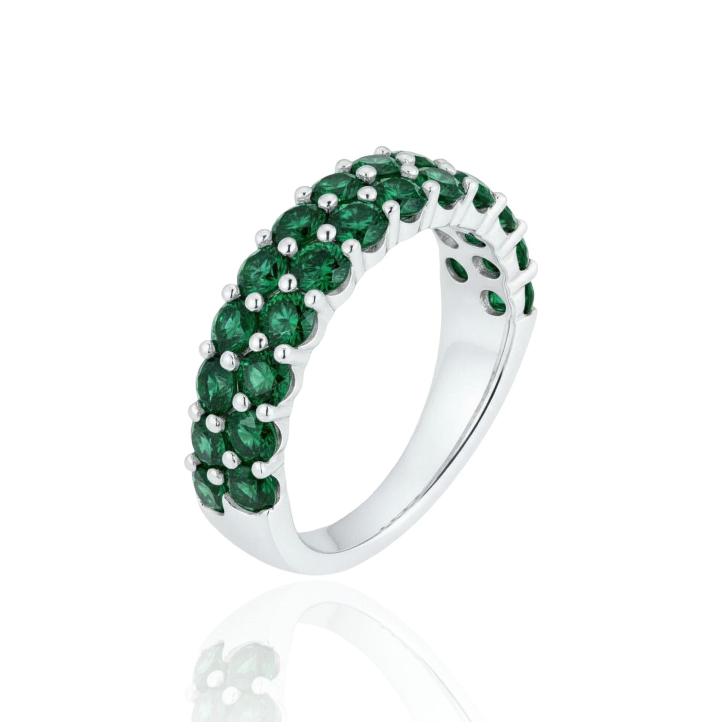 Linea Twin Ring – Zambian Green Emerald