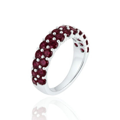 Linea Twin Ring – Deep Red Garnet