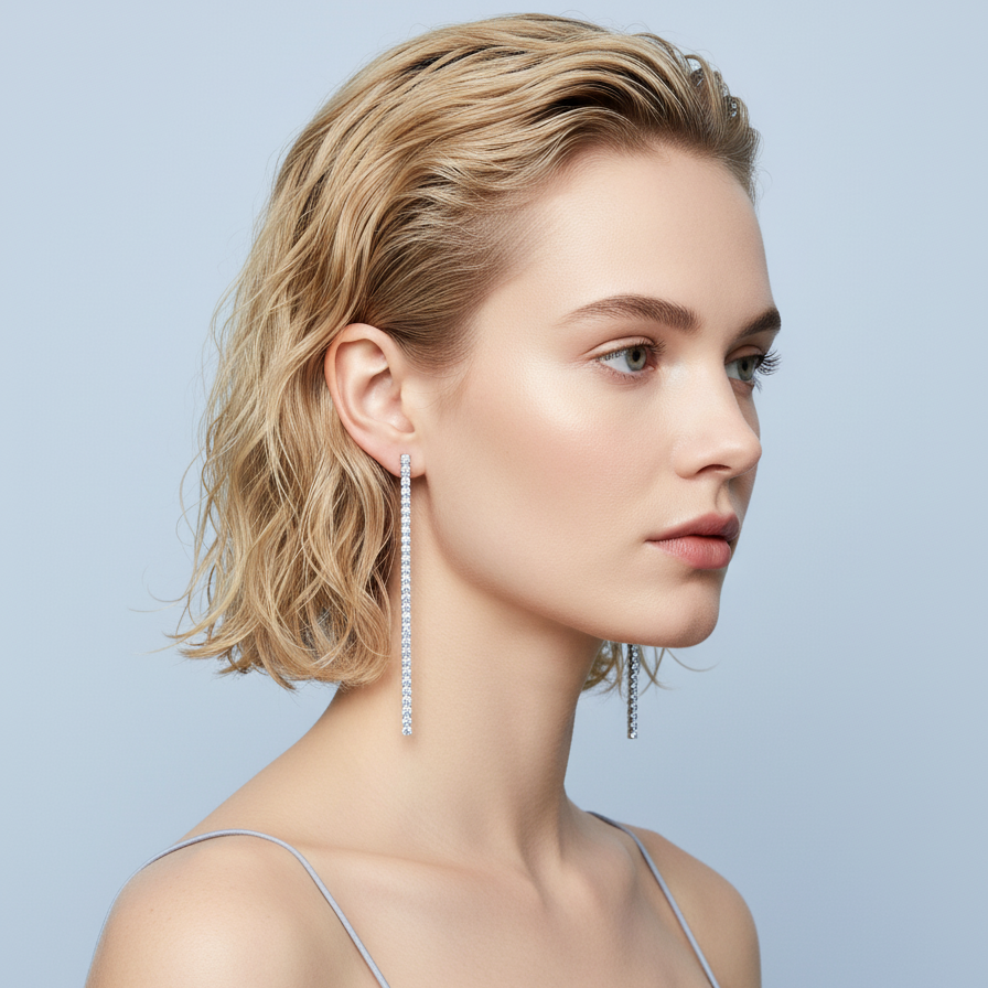 Juno Tennis Line Earrings – Light Blue Aquamarine