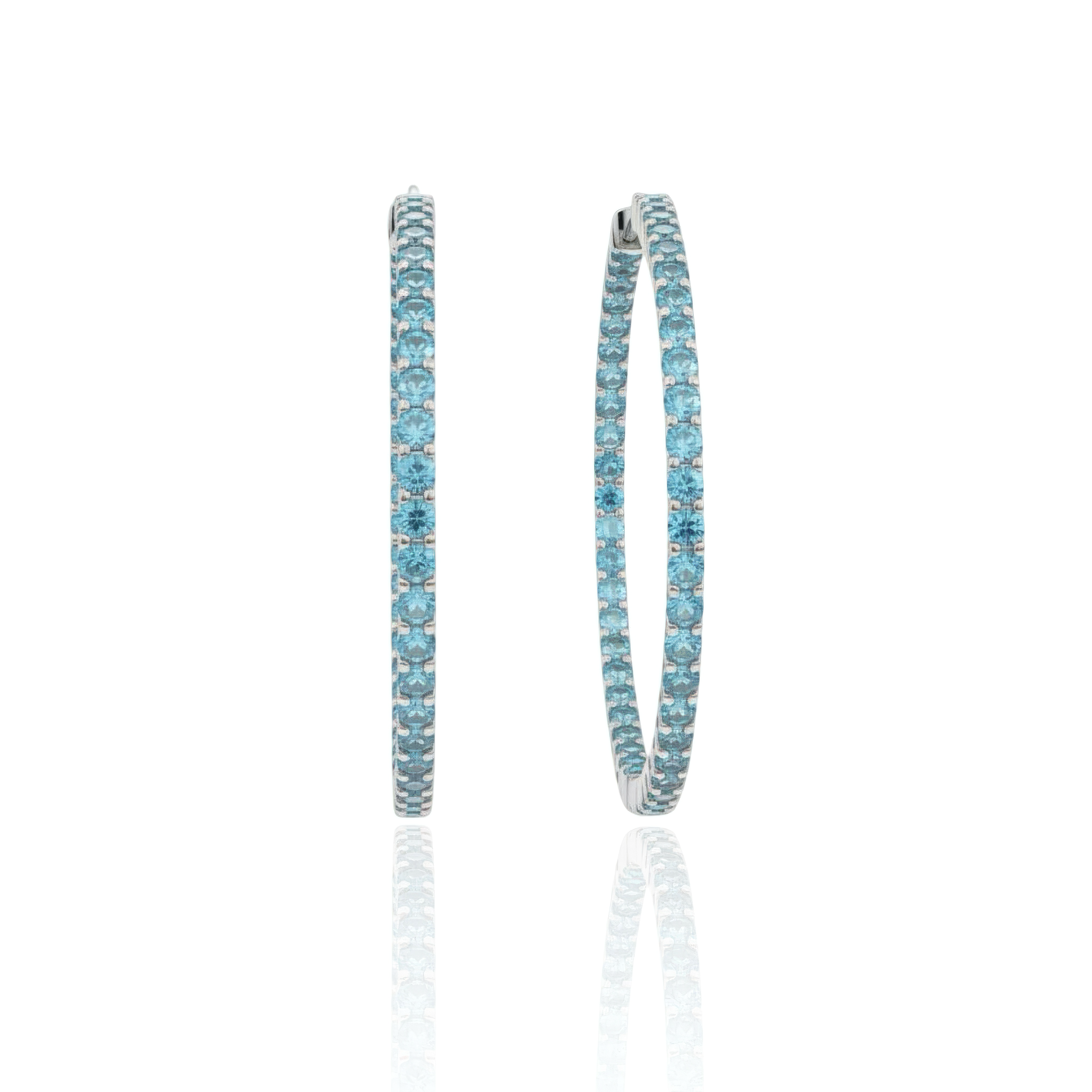 Linea Statement Hoop Earrings – Teal Blue Spinel