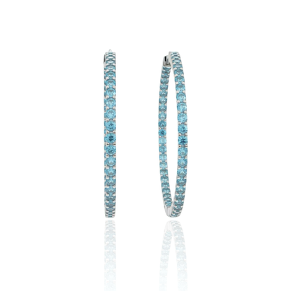 Linea Statement Hoop Earrings – Teal Blue Spinel