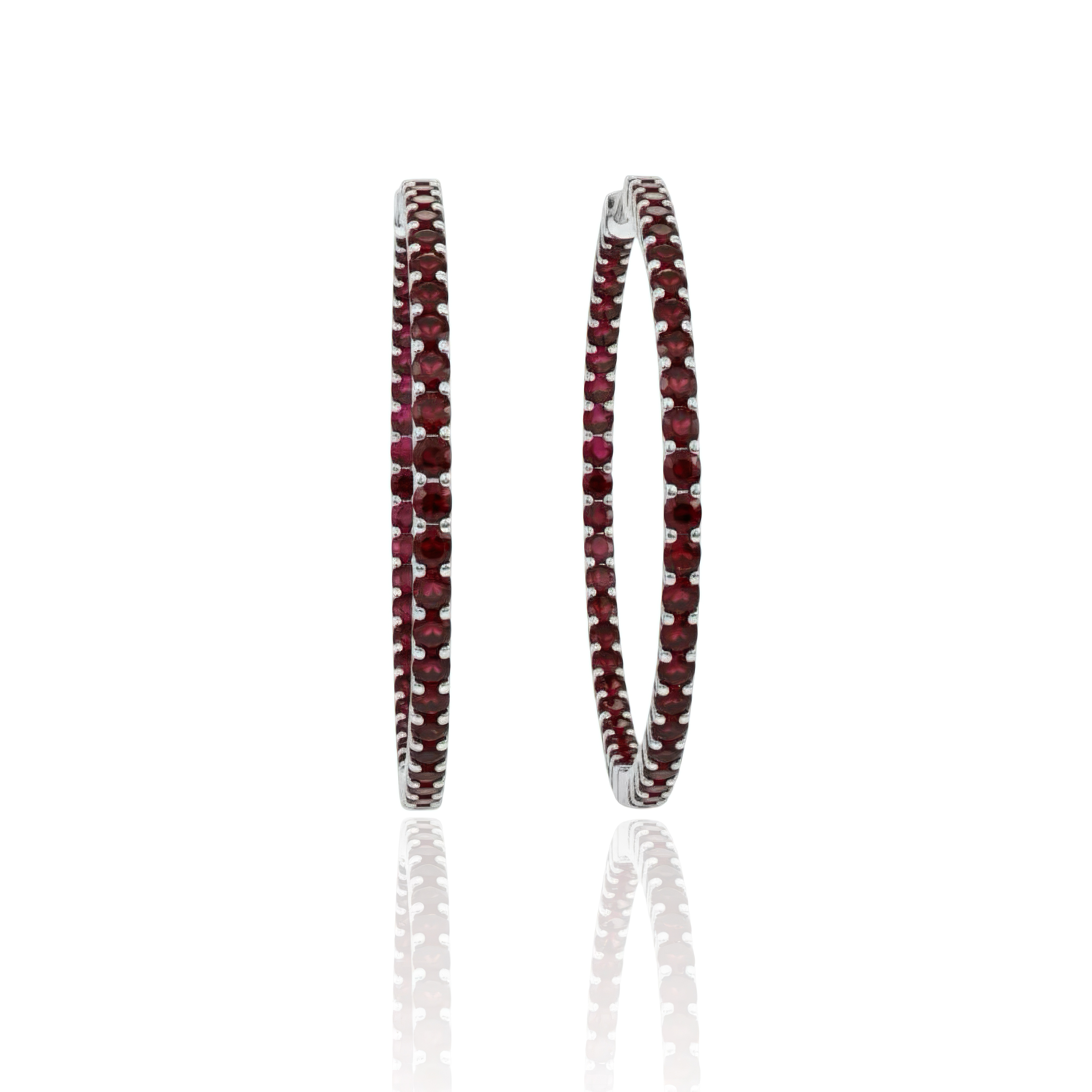 Linea Statement Hoop Earrings – Deep Red Garnet