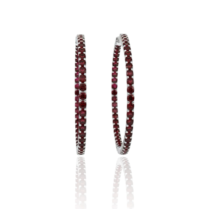 Linea Statement Hoop Earrings – Deep Red Garnet