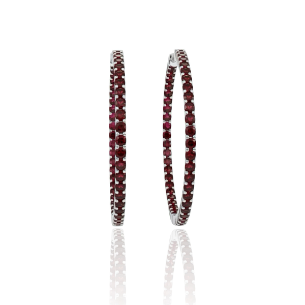 Linea Statement Hoop Earrings – Deep Red Garnet