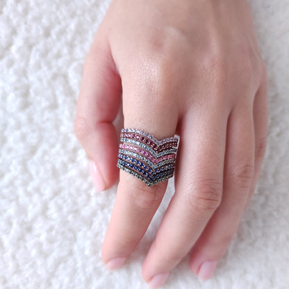 Linea V Demi Ring – White Diamond