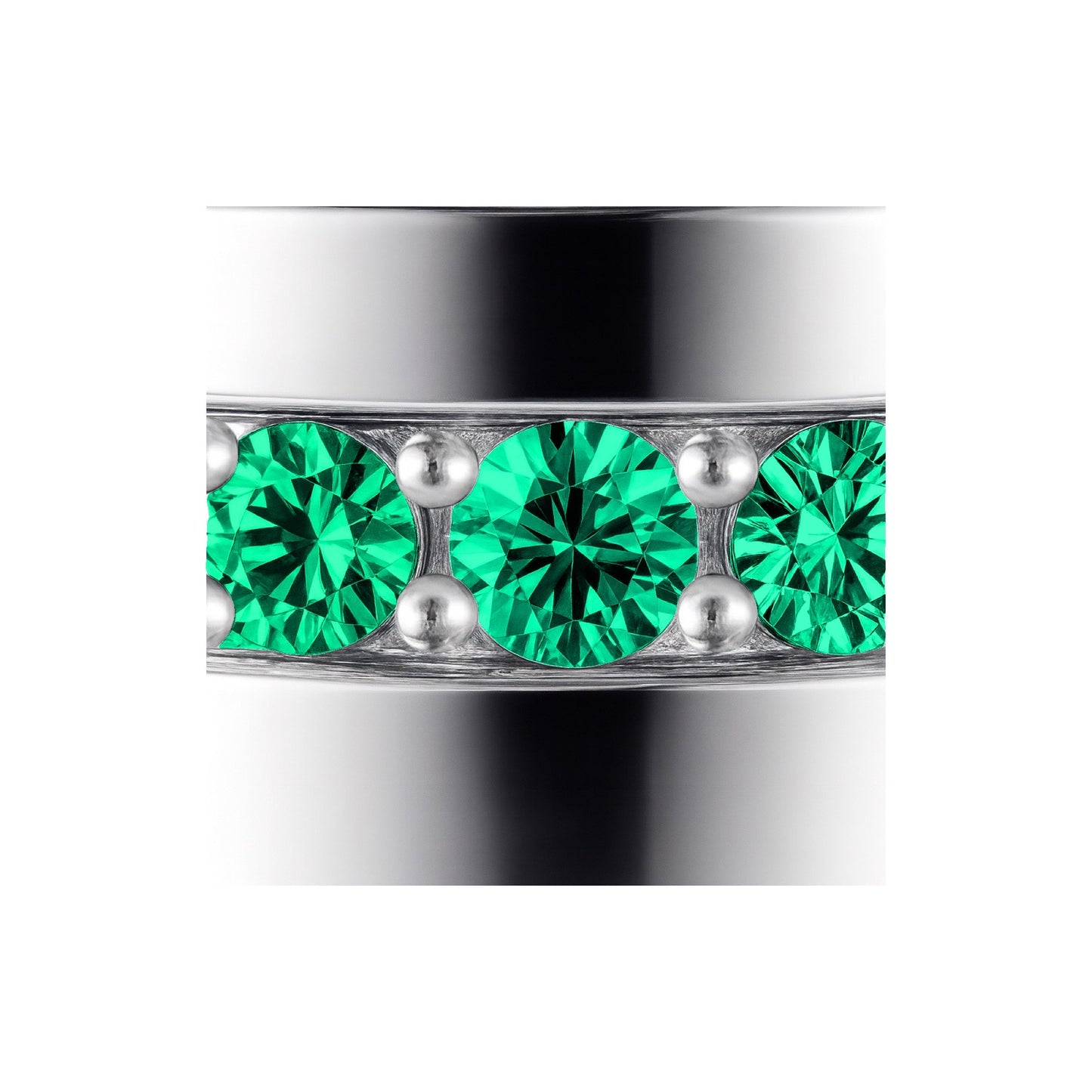 Linea Stripe Band Ring – Colombian Green Emerald