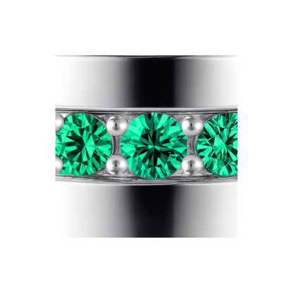 Linea Stripe Band Ring – Colombian Green Emerald