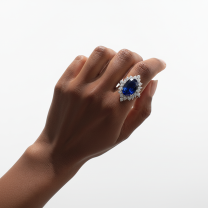 Velara Crown Ring – Blue Sapphire