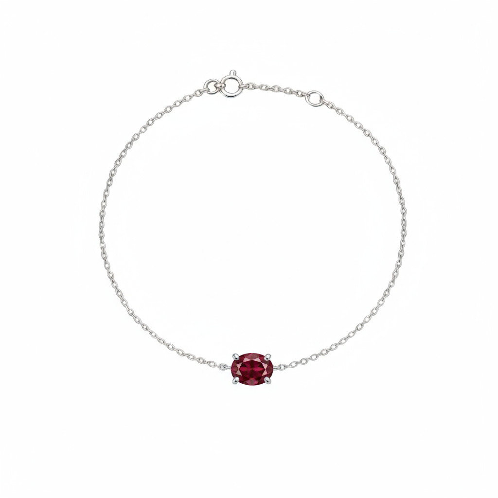 Velara Solitaire Bracelet – Deep Red Garnet