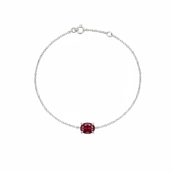 Velara Solitaire Bracelet – Deep Red Garnet