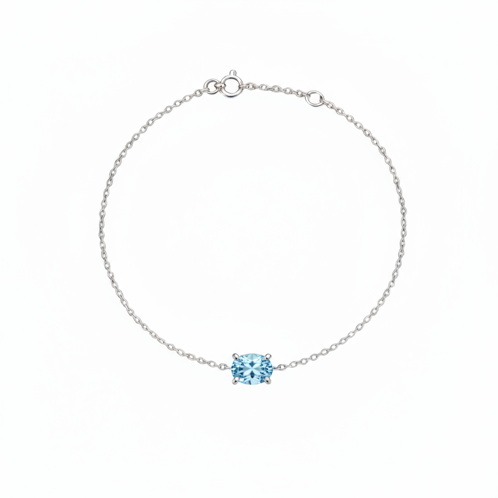 Velara Solitaire Bracelet – Light Blue Aquamarine