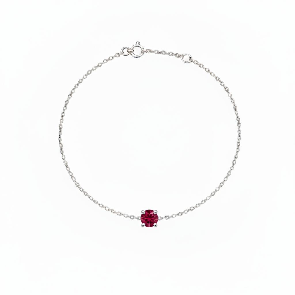 Juno Solitaire Bracelet – Deep Red Garnet