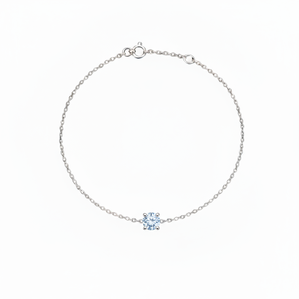 Juno Solitaire Bracelet – Light Blue Aquamarine