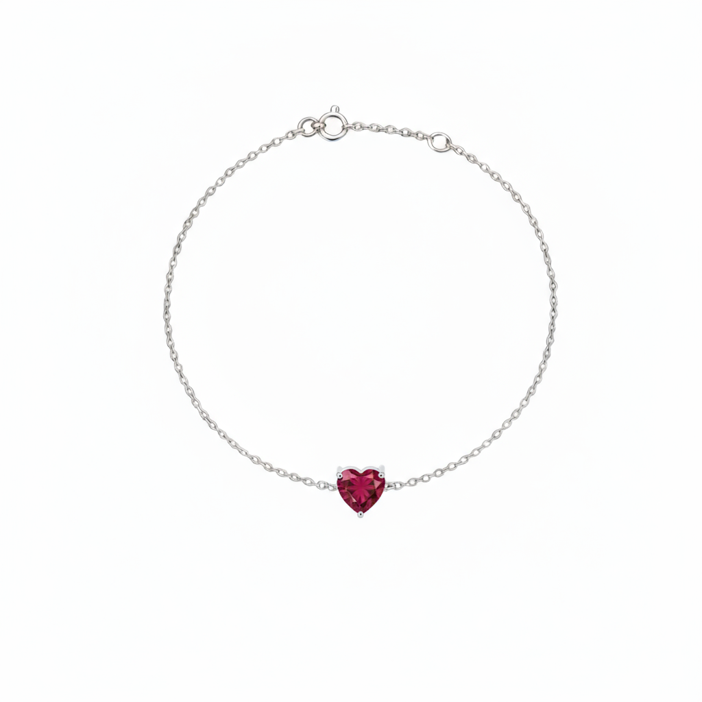 Amore Solitaire Bracelet – Deep Red Garnet