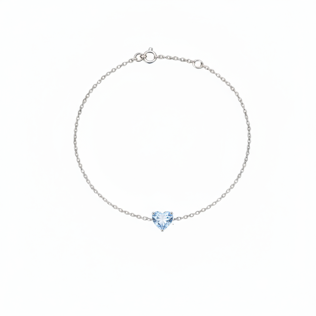 Amore Solitaire Bracelet – Light Blue Aquamarine