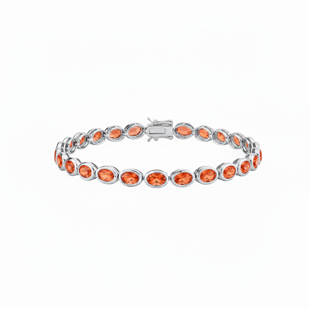 Velara Frame Tennis Bracelet – Orange Padparadscha Sapphire