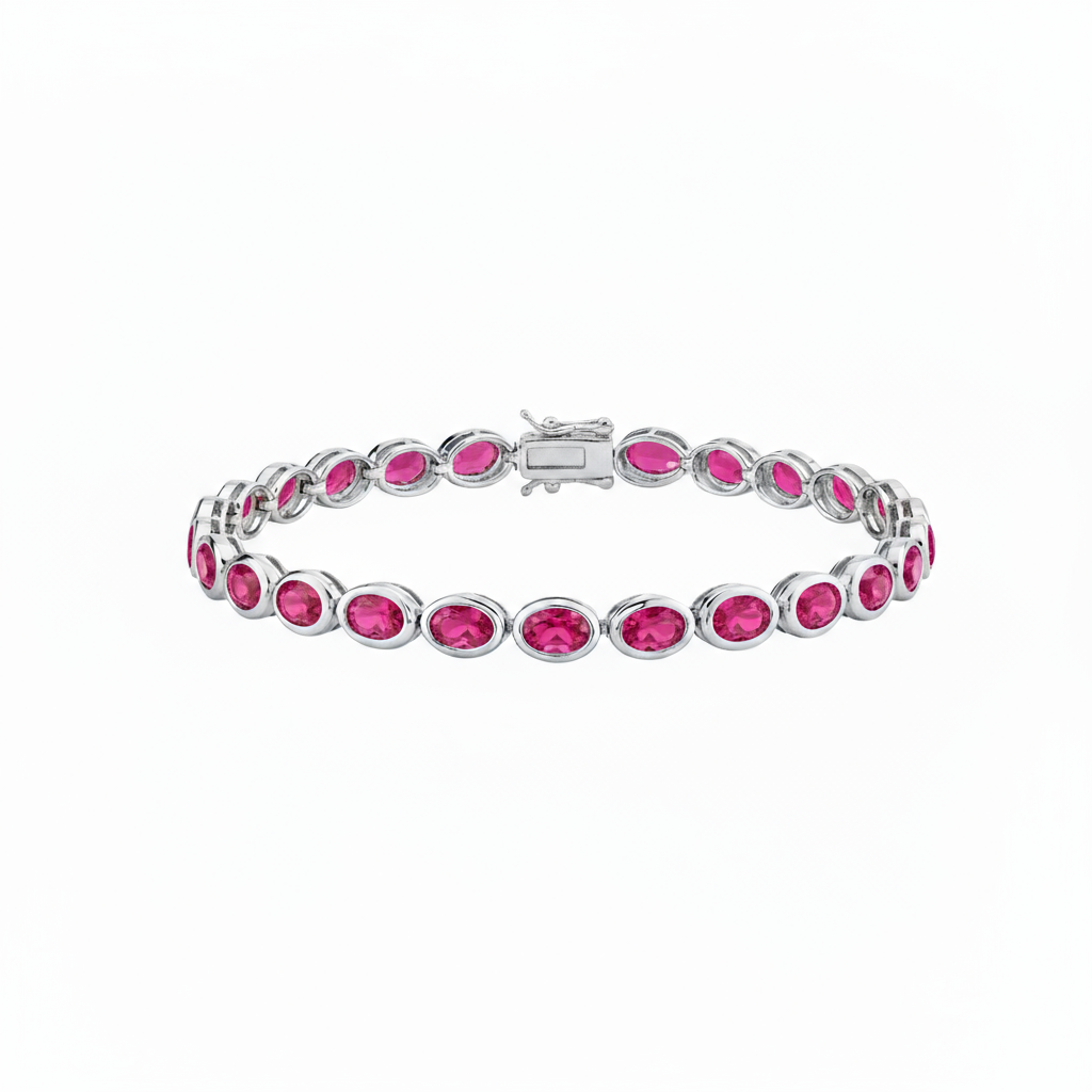 Velara Frame Tennis Bracelet – Red Ruby