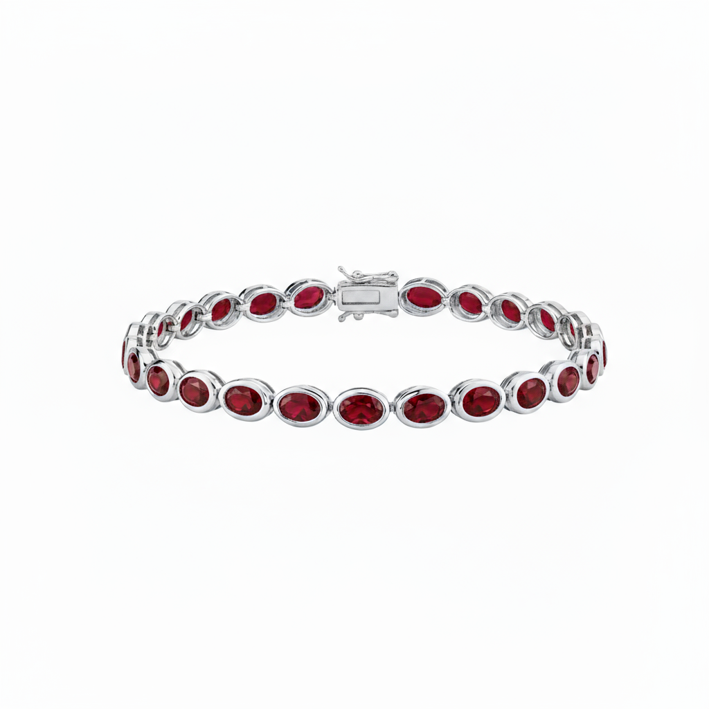 Velara Frame Tennis Bracelet – Deep Red Garnet