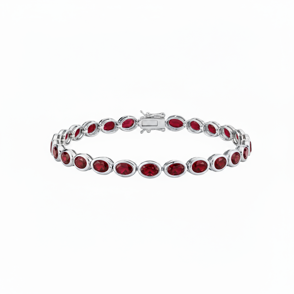 Velara Frame Tennis Bracelet – Deep Red Garnet