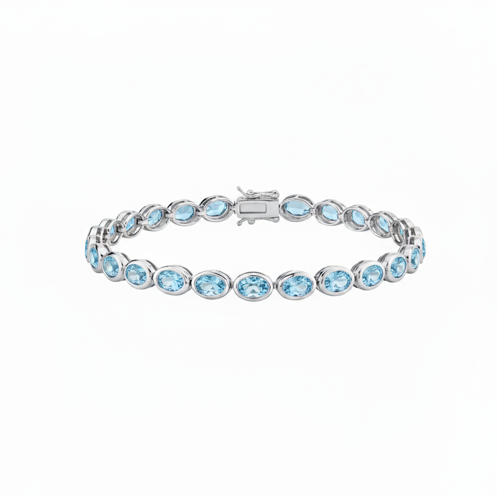 Velara Frame Tennis Bracelet – Teal Blue Spinel