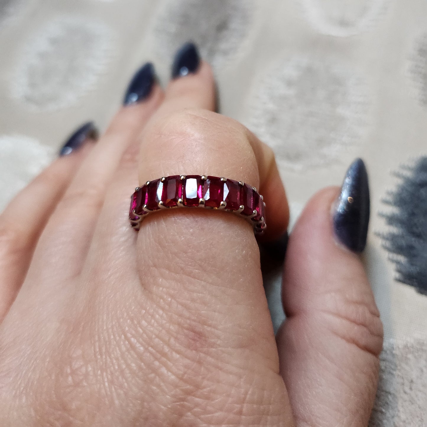 Nexus Eternity Ring – Deep Red Garnet