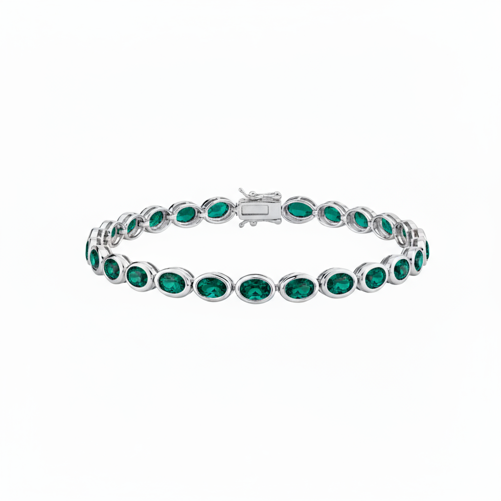 Velara Frame Tennis Bracelet – Zambian Green Emerald