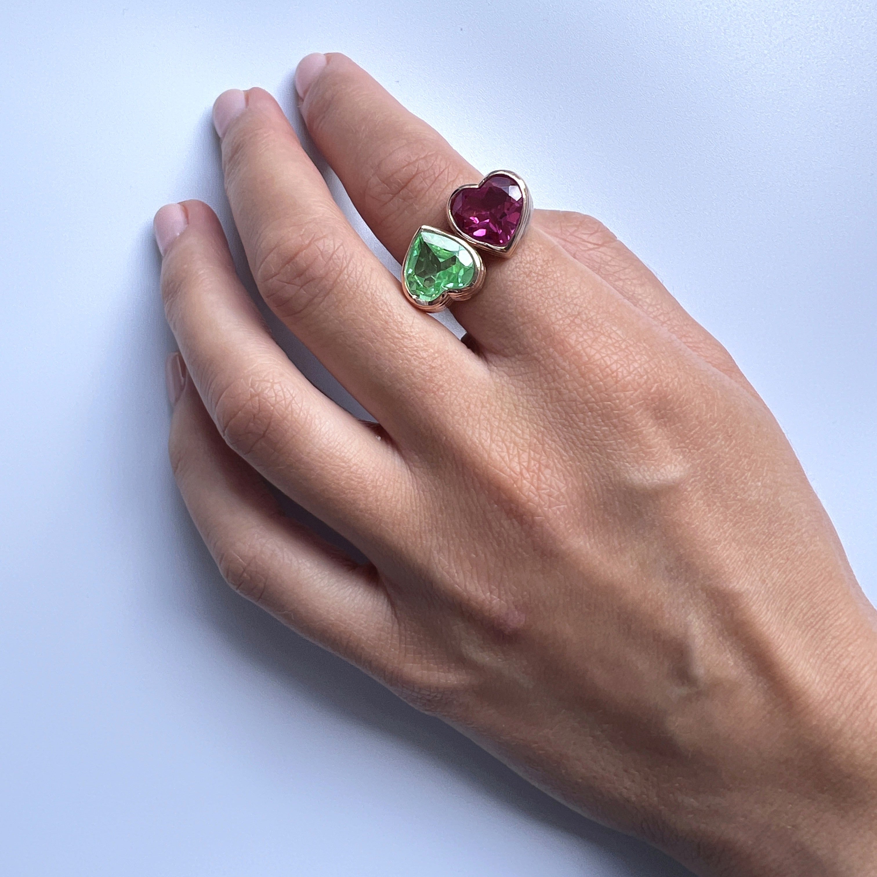 Amore Double Signet Ring – Deep Red Garnet