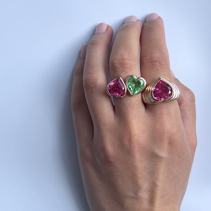 Amore Double Signet Ring – Zambian Green Emerald
