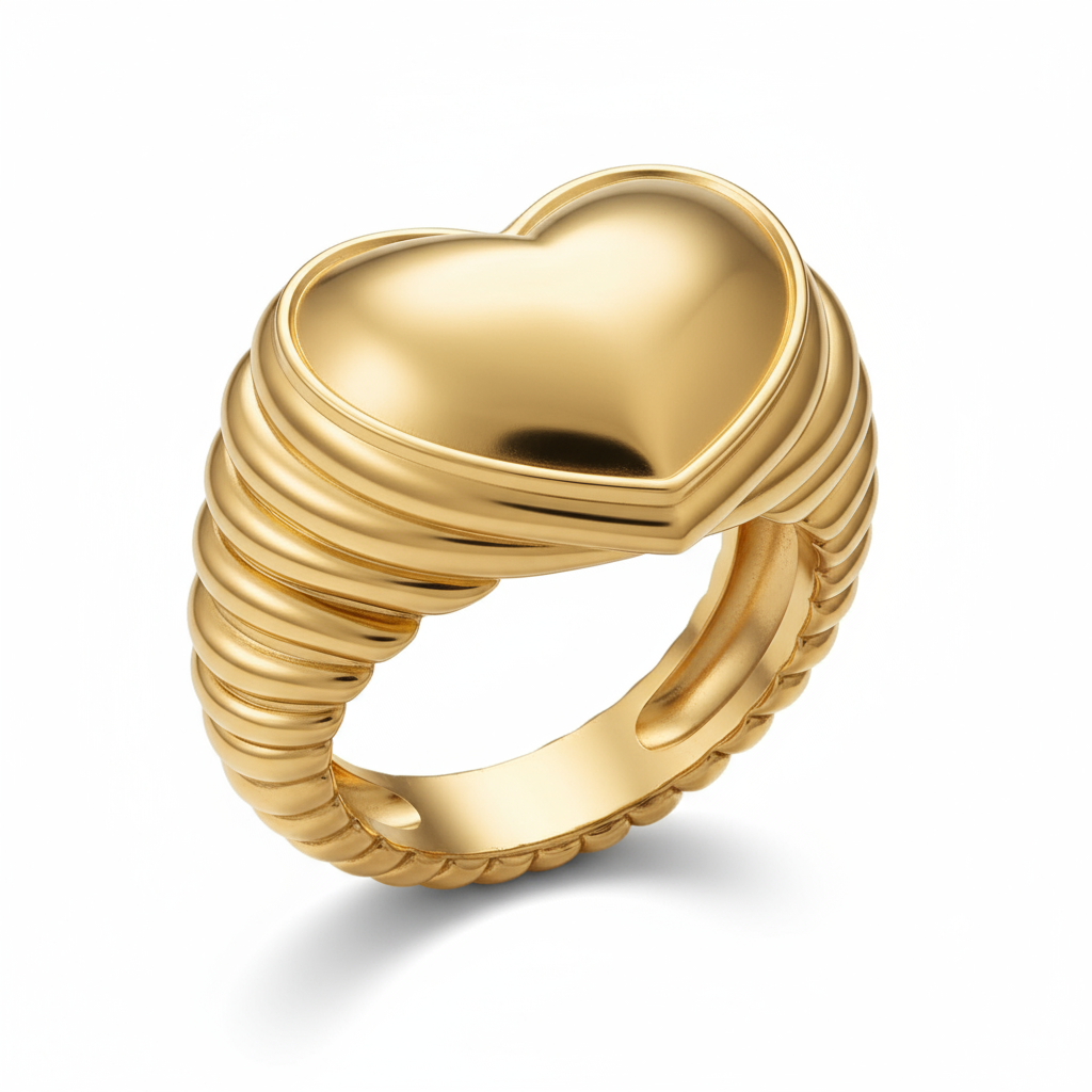 Amore Ribbed Signet Ring
