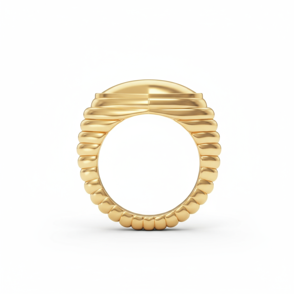 Amore Ribbed Signet Ring