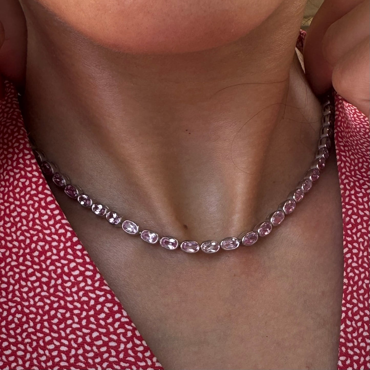 Velara Frame Tennis Necklace – Light Pink Sapphire