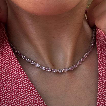 Velara Frame Tennis Necklace – Light Pink Sapphire