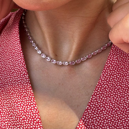Velara Frame Tennis Necklace – Light Pink Sapphire