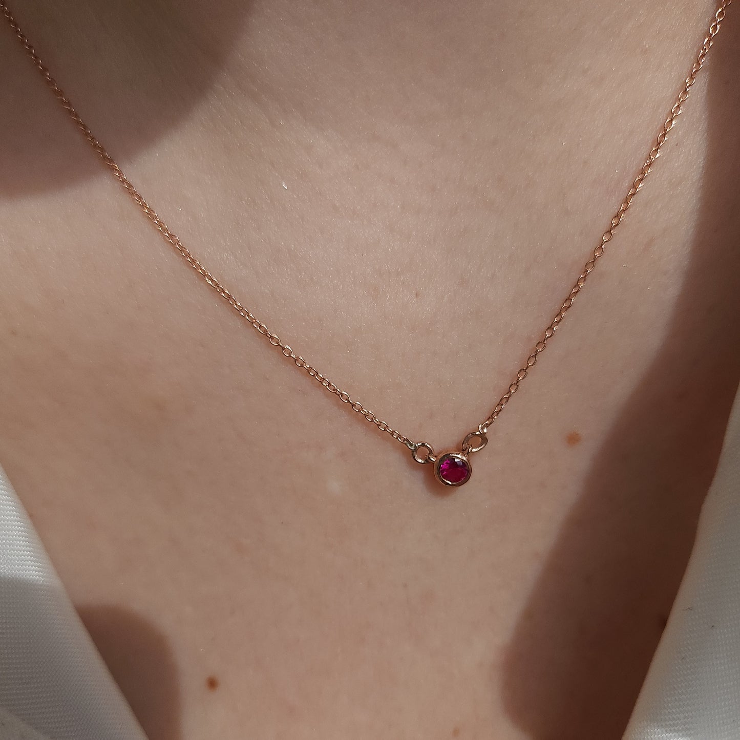 Forma Mini Solitaire Necklace – Red Ruby