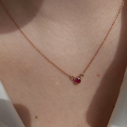 Forma Mini Solitaire Necklace – Red Ruby