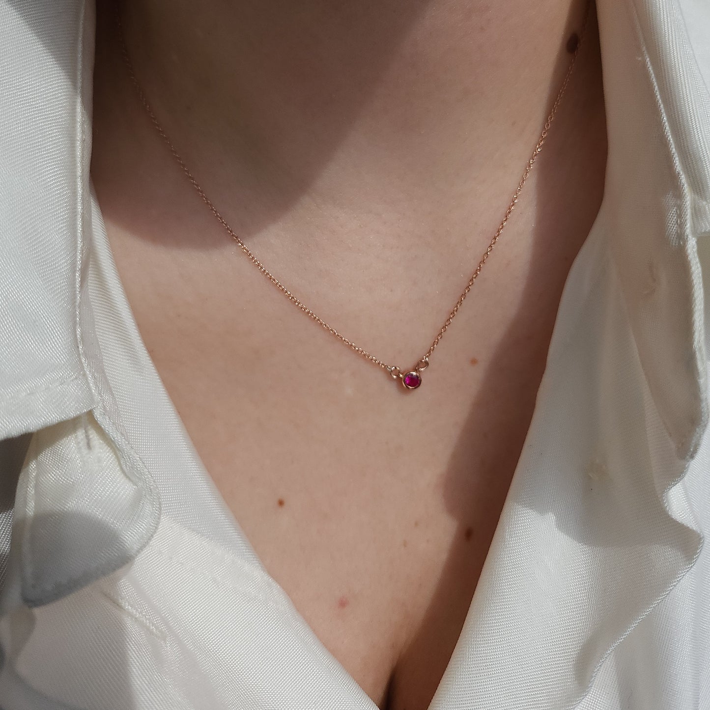 Forma Mini Solitaire Necklace – Red Ruby