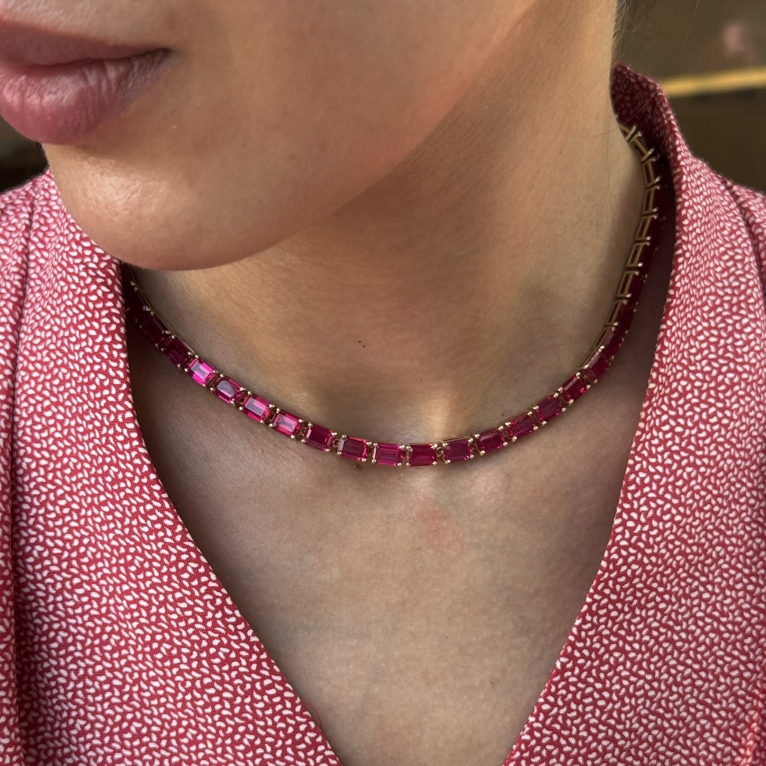 Nexus Tennis Necklace – Vivid Pink Sapphire