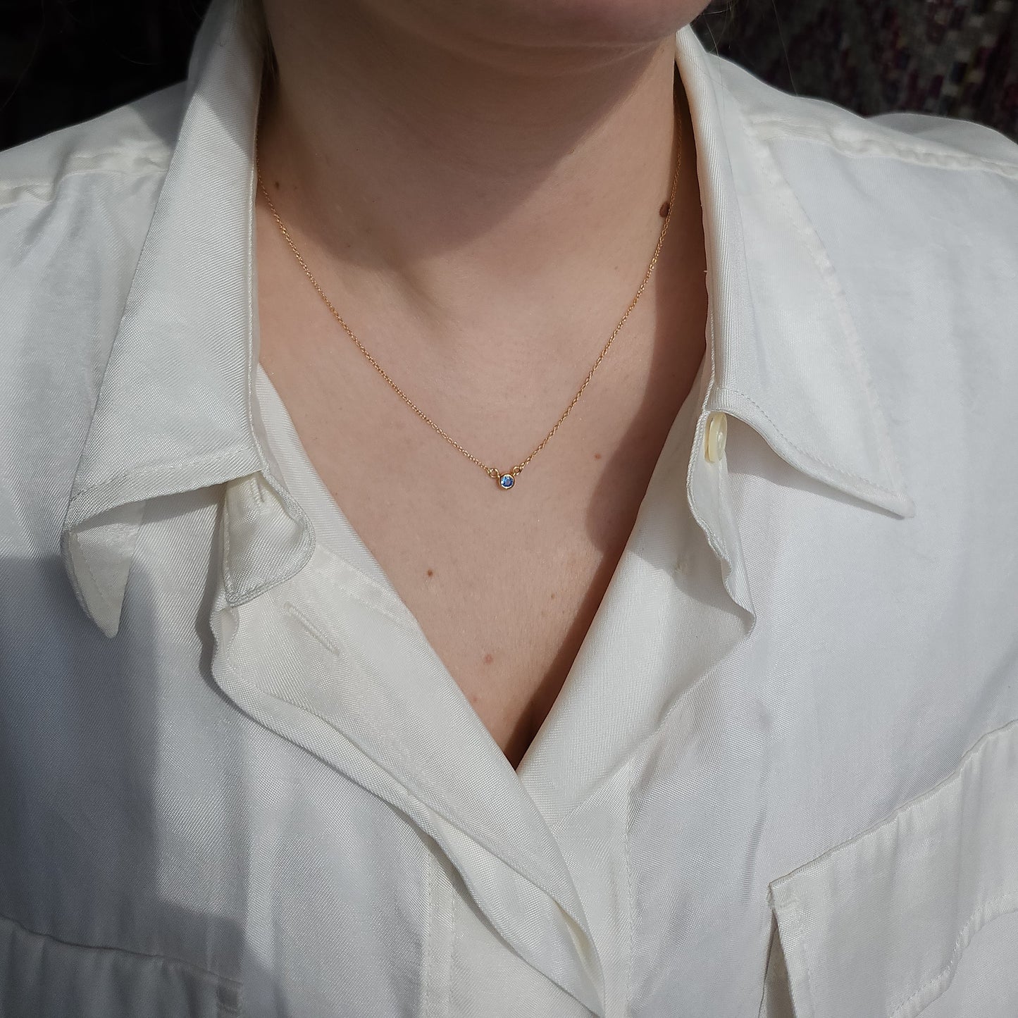 Forma Mini Solitaire Necklace – Light Blue Aquamarine
