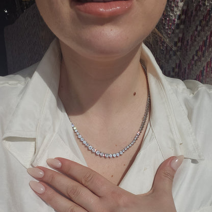Juno Graduated Tennis Necklace 11.5ct – White Diamond