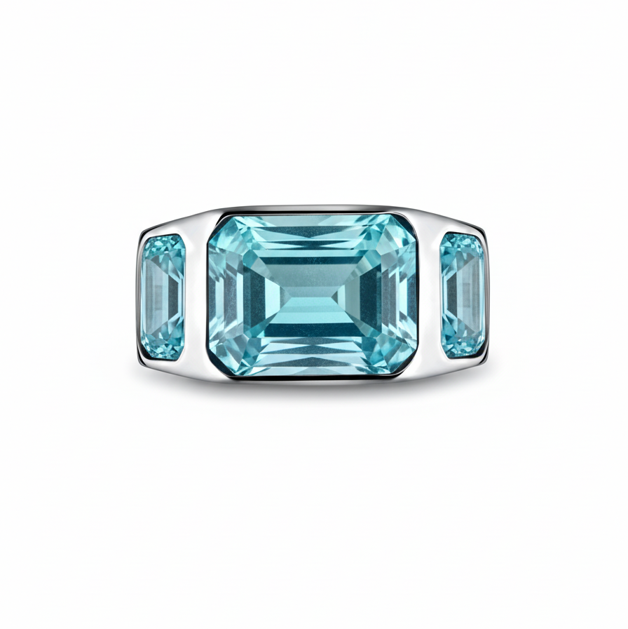 Nexus Trinity Signet Ring – Teal Blue Spinel