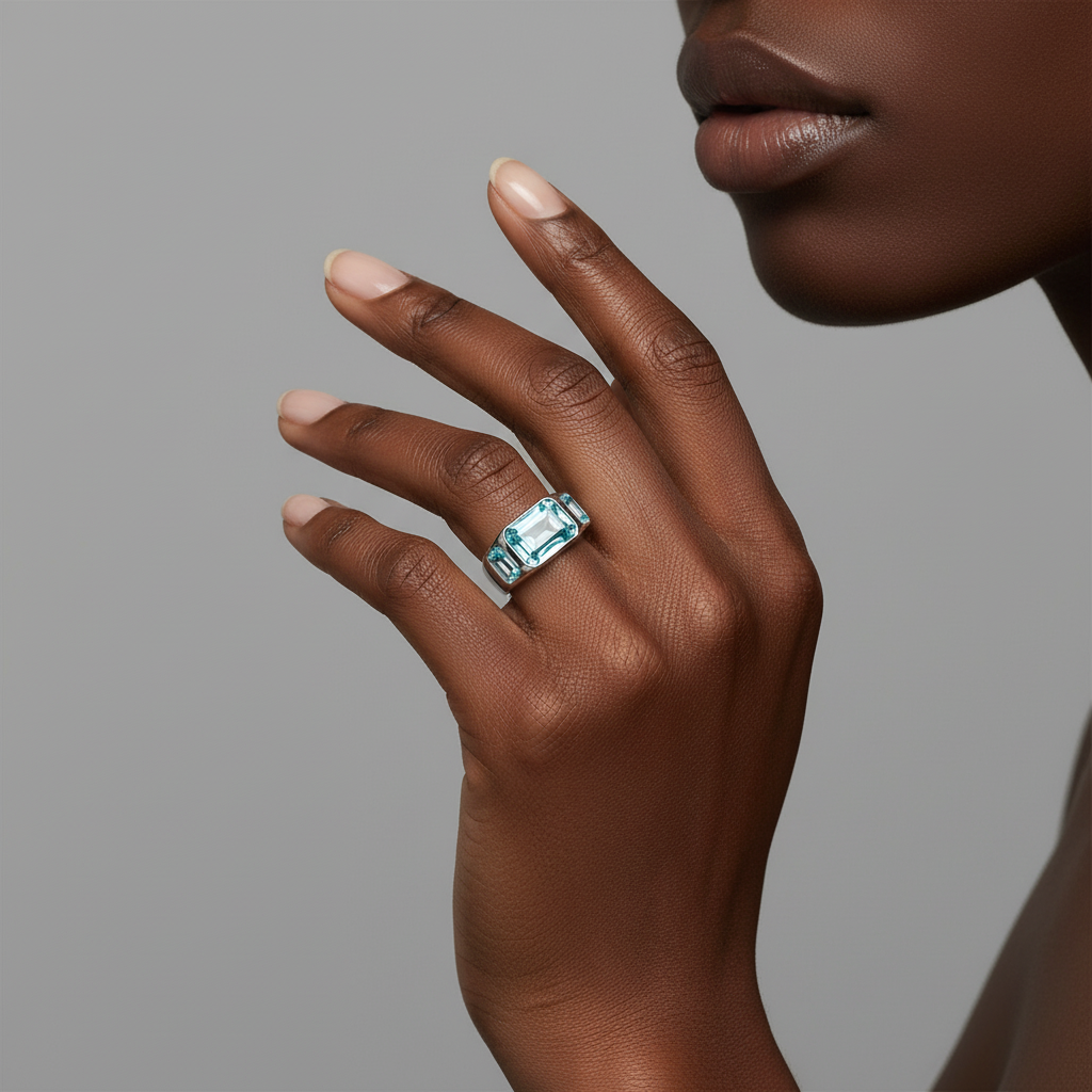 Nexus Trinity Signet Ring – Teal Blue Spinel