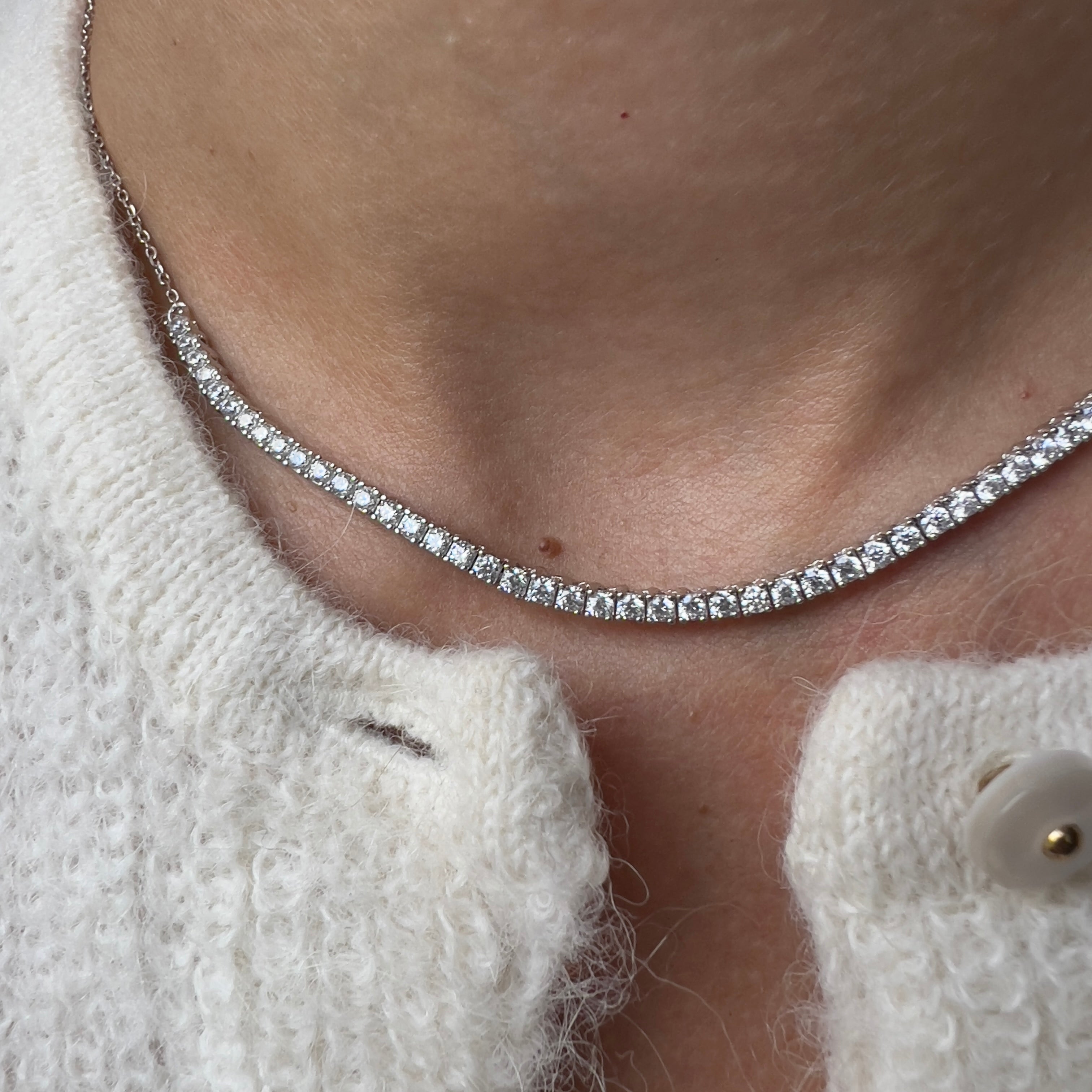 Juno Half Tennis Necklace 1.5ct – White Diamond